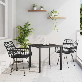Conjunto de Comedor de Jardín 3 pcs Negro Poliratán Conjunto de Comedor de Jardín 3 pcs Negro Poliratán