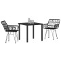 Conjunto de Comedor de Jardín 3 pcs Negro Poliratán