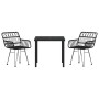 Conjunto de Comedor de Jardín 3 pcs Negro Poliratán