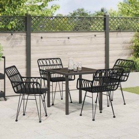 Conjunto de Comedor de Jardín 5 pcs Negro Poliratán