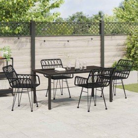 Conjunto de Comedor de Jardín 5 pcs Negro Poliratán