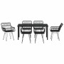 Conjunto de Comedor de Jardín 7 pcs Negro Poliratán