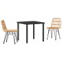Conjunto de Comedor de Jardín 3 pcs Marrón Poliratán