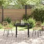 Conjunto de Comedor de Jardín 3 pcs Marrón Poliratán