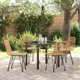 Conjunto de Comedor de Jardín 5 pcs Marrón Poliratán