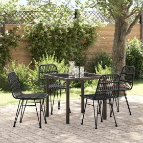 Conjunto de Comedor de Jardín 5 pcs Negro Poliratán en Conjuntos de jardín | Comprar online en Foro24