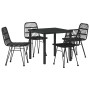 Conjunto de Comedor de Jardín 5 pcs Negro Poliratán