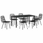 Conjunto de Comedor de Jardín 7 pcs Negro Poliratán