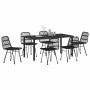 Conjunto de Comedor de Jardín 7 pcs Negro Poliratán
