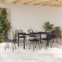 Conjunto de Comedor de Jardín 7 pcs Negro Poliratán