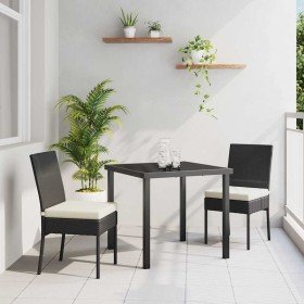 Conjunto de Comedor de Jardín 3 pcs Negro Poliratán