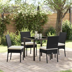 Conjunto de Comedor de Jardín 5 pcs Negro Poliratán