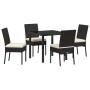 Conjunto de Comedor de Jardín 5 pcs Negro Poliratán