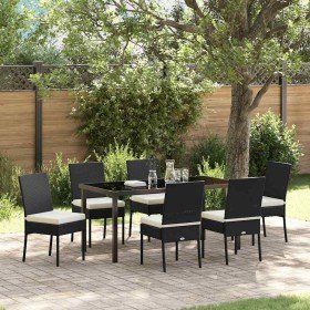 Conjunto de Comedor de Jardín 7 pcs Negro Poliratán en Conjuntos de jardín | Comprar online en Foro24