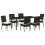 Conjunto de Comedor de Jardín 7 pcs Negro Poliratán