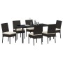 Conjunto de Comedor de Jardín 7 pcs Negro Poliratán