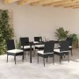 Conjunto de Comedor de Jardín 7 pcs Negro Poliratán