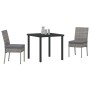 Conjunto de Comedor de Jardín 3 pcs Gris Poliratán
