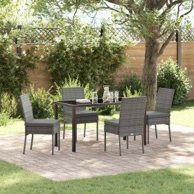 Conjunto de Comedor de Jardín 5 pcs Gris Poliratán en Conjuntos de jardín | Comprar online en Foro24