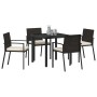 Conjunto de Comedor de Jardín 5 pcs Negro Poliratán