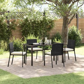 Conjunto de Comedor de Jardín 5 pcs Negro Poliratán