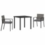 Conjunto de Comedor de Jardín 3 pcs Gris Poliratán