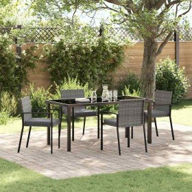 Conjunto de Comedor de Jardín 5 pcs Gris Poliratán