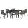 Conjunto de Comedor de Jardín 7 pcs Gris Poliratán