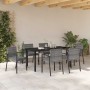 Conjunto de Comedor de Jardín 7 pcs Gris Poliratán