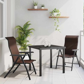 Conjunto de Comedor de Jardín 3 pcs Marrón Poliratán Conjunto de Comedor de Jardín 3 pcs Marrón Poliratán