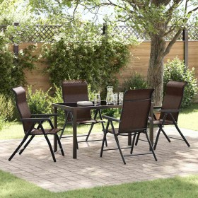 Conjunto de Comedor de Jardín 5 pcs Marrón Poliratán Conjunto de Comedor de Jardín 5 pcs Marrón Poliratán