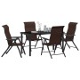 Conjunto de Comedor de Jardín 5 pcs Marrón Poliratán