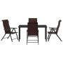 Conjunto de Comedor de Jardín 5 pcs Marrón Poliratán