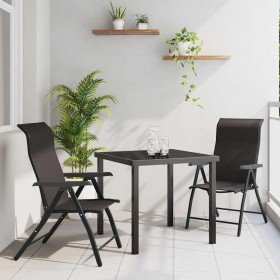Conjunto de Comedor de Jardín 3 pcs Negro Poliratán