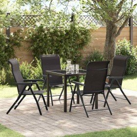 Conjunto de Comedor de Jardín 5 pcs Negro Poliratán