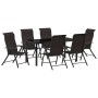 Conjunto de Comedor de Jardín 7 pcs Negro Poliratán