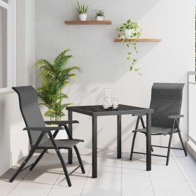 Conjunto de Comedor de Jardín 3 pcs Gris Poliratán