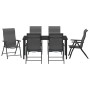 Conjunto de Comedor de Jardín 7 pcs Gris Poliratán