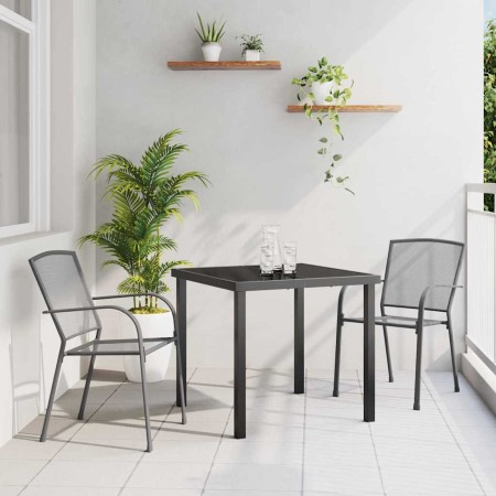 Conjunto de Comedor de Jardín 3 pcs Antracita Acero