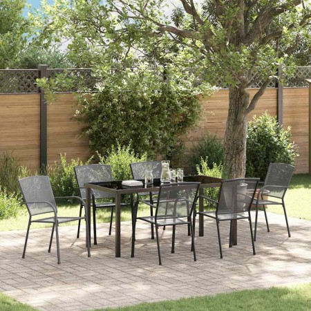 Conjunto de Comedor de Jardín 7 pcs Antracita Acero