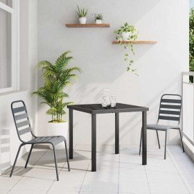 Conjunto de Comedor de Jardín 3 pcs Gris oscuro Acero