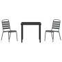 Conjunto de Comedor de Jardín 3 pcs Gris oscuro Acero