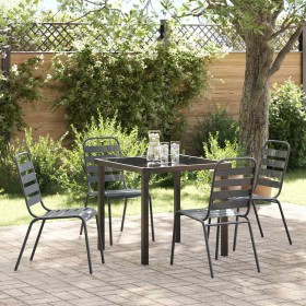 Conjunto de Comedor de Jardín 5 pcs Gris oscuro Acero Conjunto de Comedor de Jardín 5 pcs Gris oscuro Acero