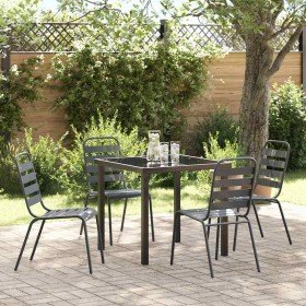 Conjunto de Comedor de Jardín 5 pcs Gris oscuro Acero