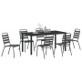 Conjunto de Comedor de Jardín 7 pcs Gris oscuro Acero