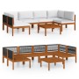 Conjunto de jardín de 7 piezas con cojines, madera color crema