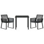 Conjunto de Comedor de Jardín 3 pcs Negro Poliratán