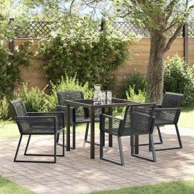 Conjunto de Comedor de Jardín 5 pcs Negro Poliratán