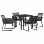 Conjunto de Comedor de Jardín 5 pcs Negro Poliratán