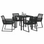 Conjunto de Comedor de Jardín 5 pcs Negro Poliratán